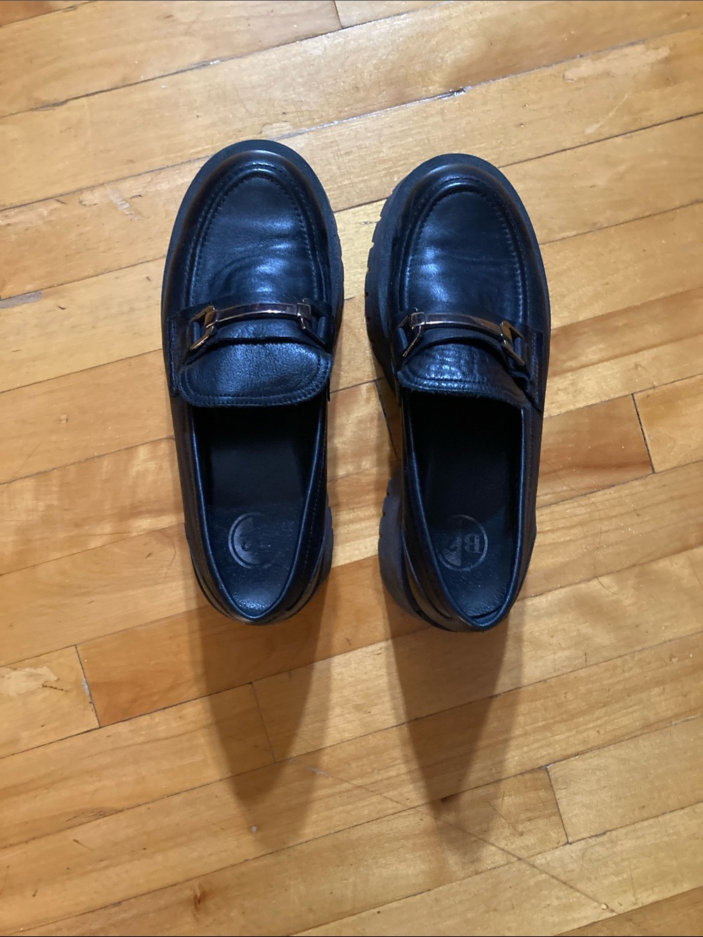 Black Platform Loafers with Metal Bit - Women's Casual Chic